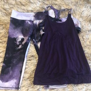 Alo yoga purple and black co-ord set